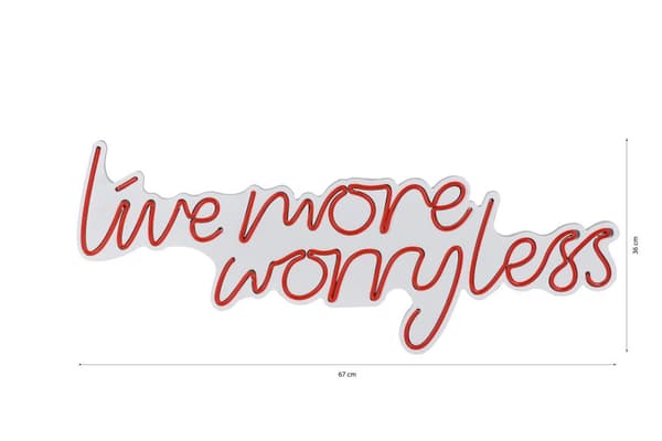Dekorativ LED-belysning i plast Live More Worry Mindre - Rød