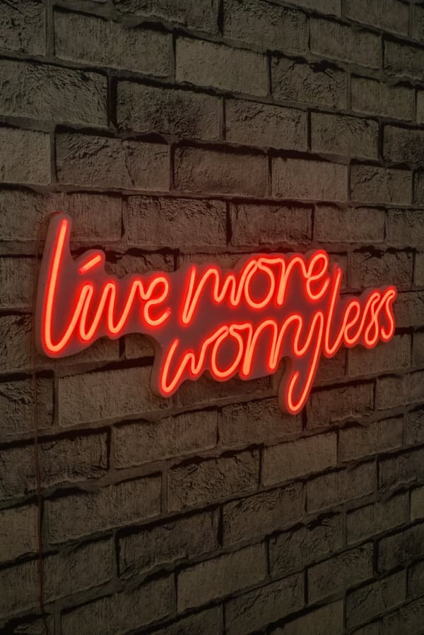 Dekorativ LED-belysning i plast Live More Worry Mindre - Rød