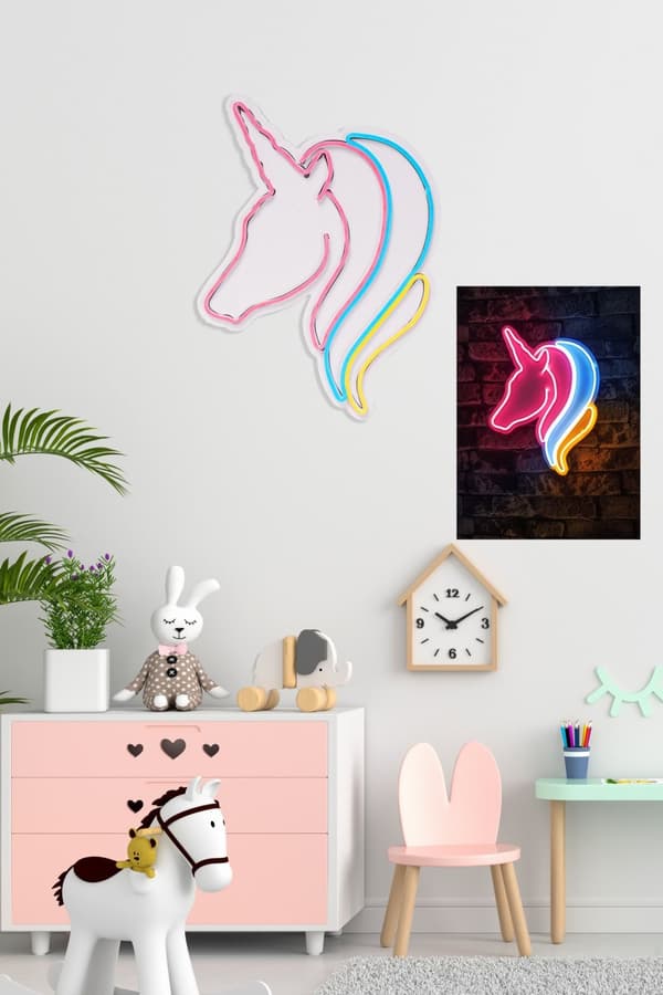 Dekorativ Plast Led Belysning Unicorn - Vit, Blå, Gul