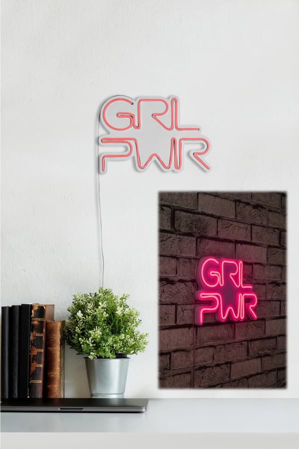 Dekorativ Plast Led Belysning Girl Power - Pink