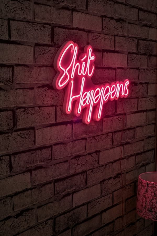Dekorativ Plastic Led Lighting Shit Happens - Pink