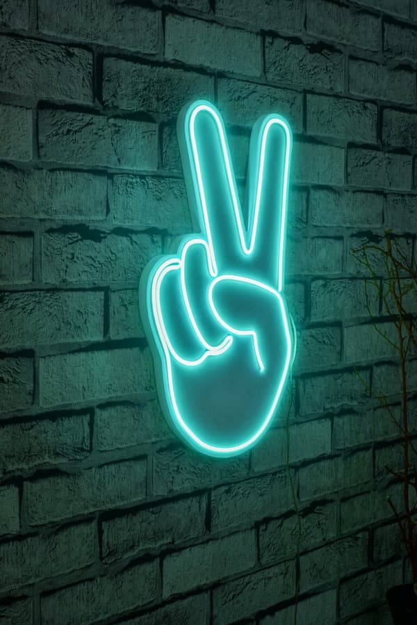 Dekorativt plast LED-belysning Victory Sign - Blå