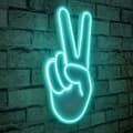 Miniatyrbilde 1 av 9: Dekorativt plast LED-belysning Victory Sign - Blå