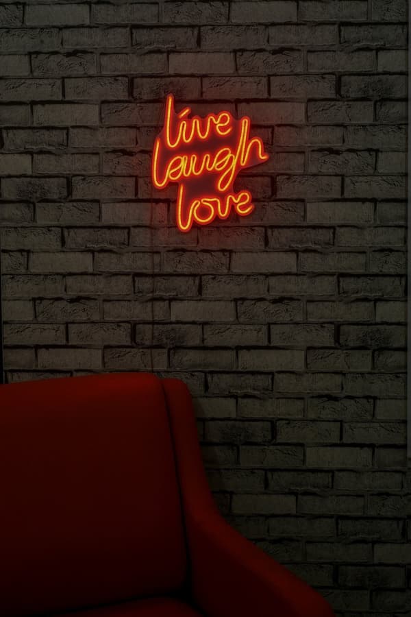 Dekorativ Plast Led-belysning Live Laugh Love - Röd