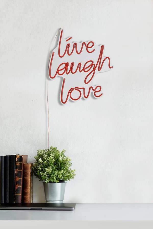Dekorativ Plast Led-belysning Live Laugh Love - Röd