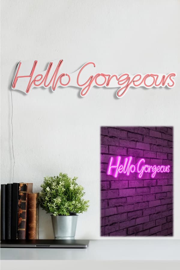 Koristeellinen muovinen led-valaistus Hello Gorgeous - vaaleanpunainen