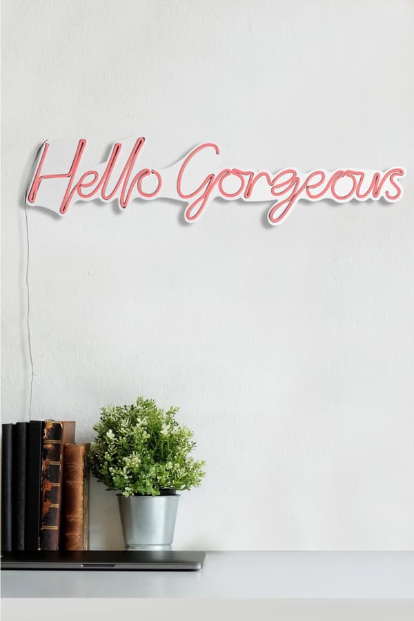 Koristeellinen muovinen led-valaistus Hello Gorgeous - vaaleanpunainen