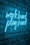 Miniatyrbilde 2 av 8: Dekorativ plast LED-belysning Work Hard Play Hard - Blå