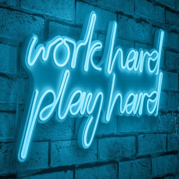 Dekorativ plast LED-belysning Work Hard Play Hard - Blå