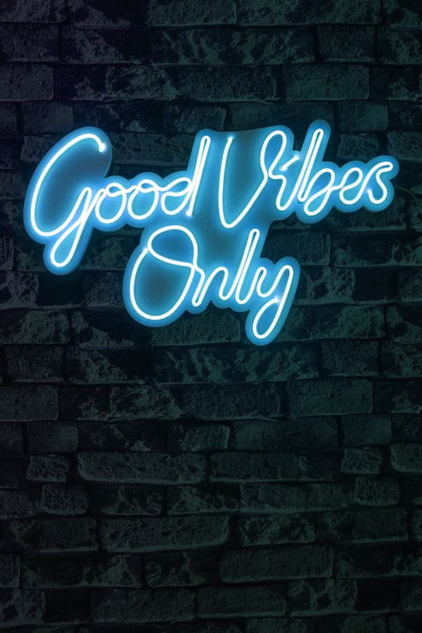 Koristeellinen muovinen led-valaistus Good Vibes Only 2 - Sininen