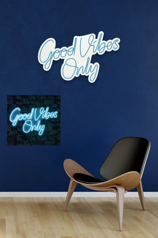 Koristeellinen muovinen led-valaistus Good Vibes Only 2 - Sininen