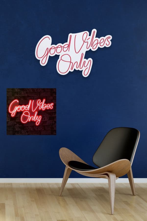 Koristeellinen muovinen led-valaistus Good Vibes Only 2 - punainen
