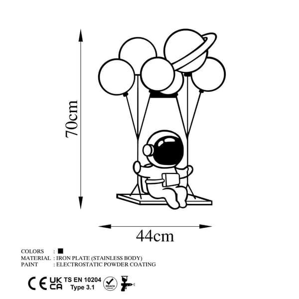 Koristeellinen metalliseinätarvike Astronaut 1
