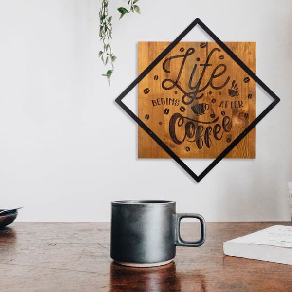 Dekorativt trævægstilbehør Livet begynder efter kaffe