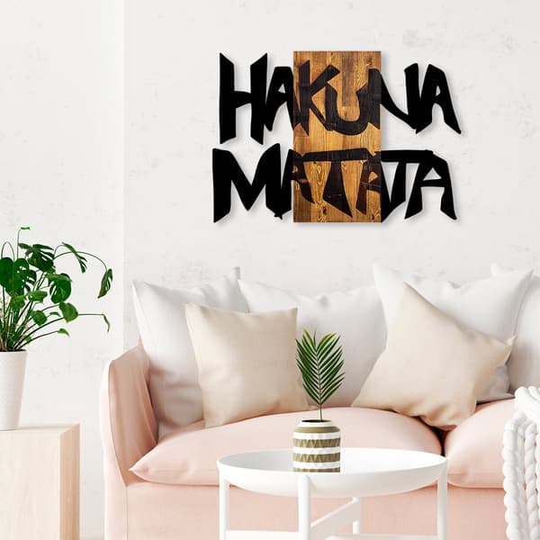 Koristeellinen puinen seinätarvike Hakuna Matata 5