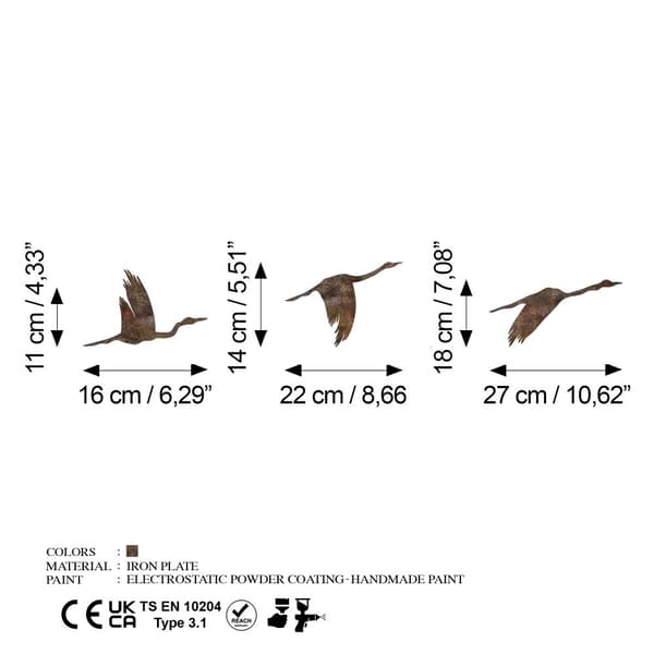Koristeellinen metalliseinätarvike Rusty Birds 1