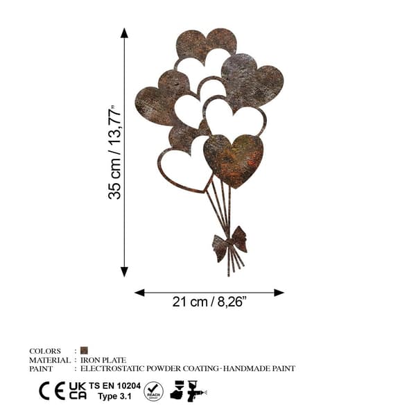 Dekorativt metallveggtilbehør Rusty Heart 1