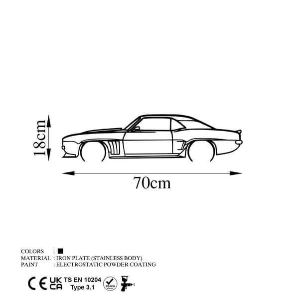 Dekorativt metallväggstillbehör Chevrolet Camaro Silhouette