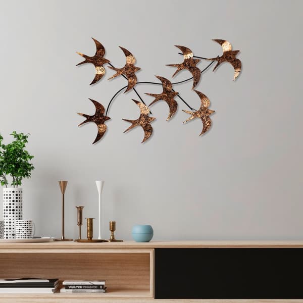 Koristeellinen metalliseinätarvike Flying Birds 3