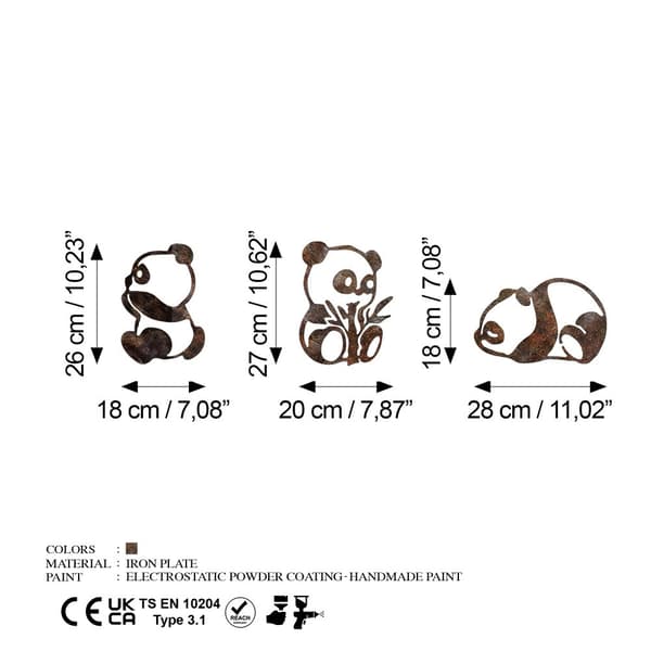 Dekorativt metallveggtilbehør Rusty Panda