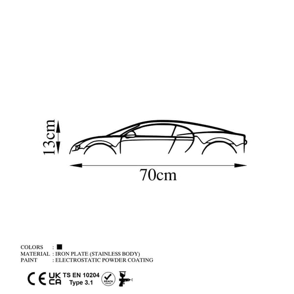 Dekorativt metallveggtilbehør Bugatti Veyron Silhouette