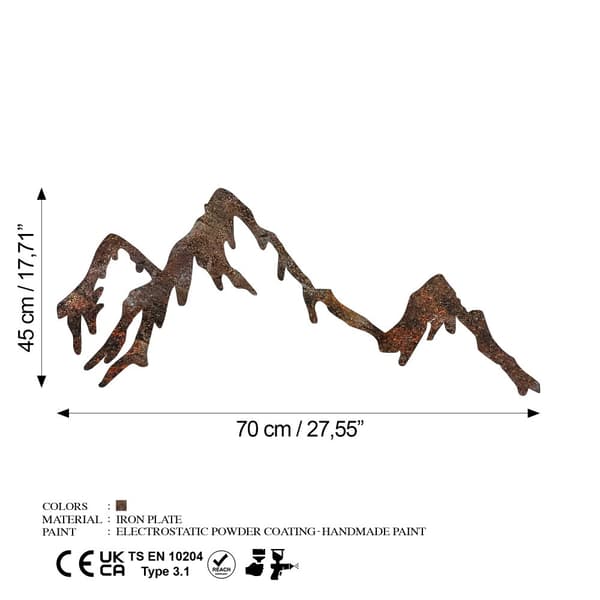 Dekorativt metalvægtilbehør Rusty Mountain