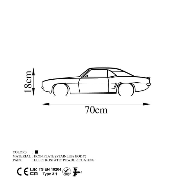 Dekorativt metalvægtilbehør Chevrolet Camaro V2 Silhouette