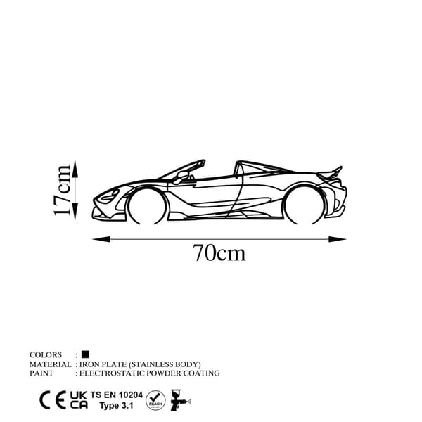 Dekorativt metalvægtilbehør McLaren 720S Silhouette