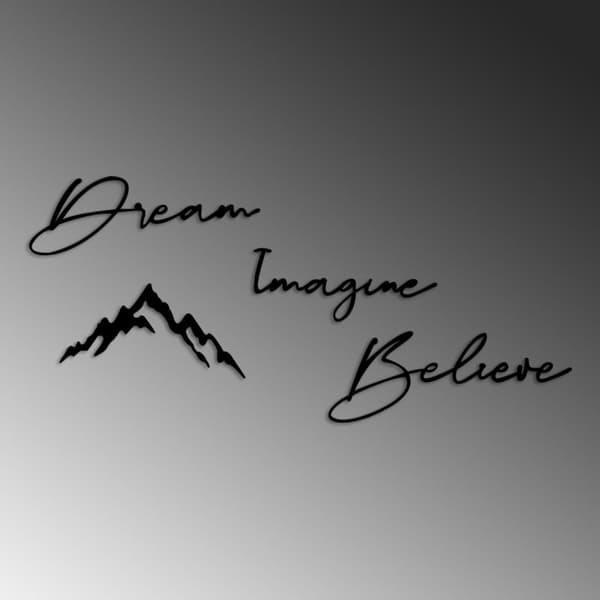 Dekorativ metalvægtilbehør Dream Imagine Belive