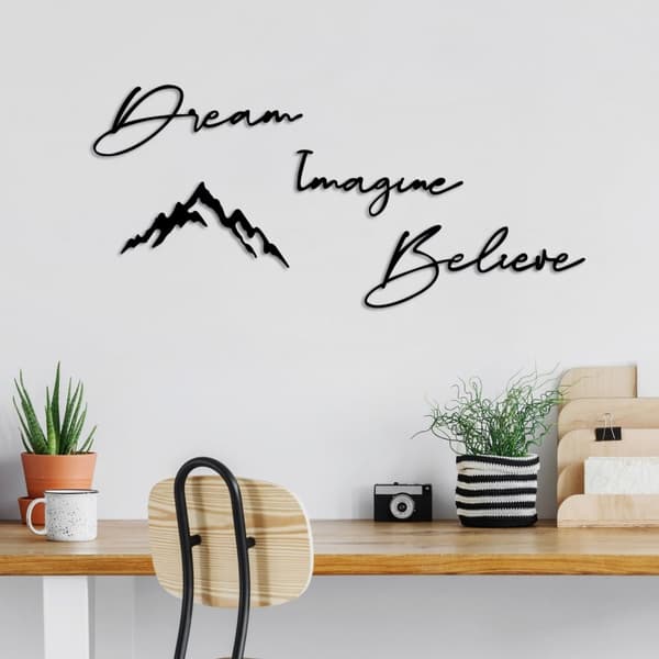 Dekorativ metalvægtilbehør Dream Imagine Belive