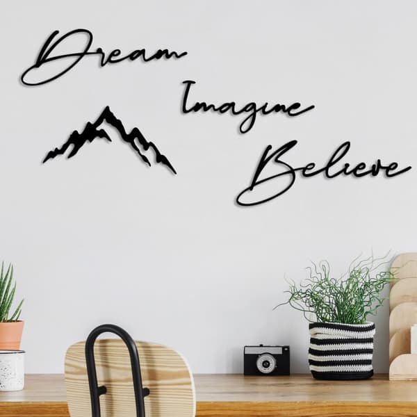 Dekorativ metalvægtilbehør Dream Imagine Belive