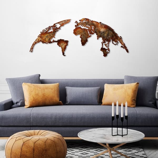 Koristeellinen metalliseinätarvikkeet World Map Medium - 1