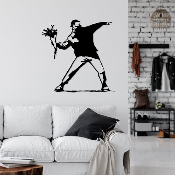 Dekorativt metalvægtilbehør Banksy Metal 01