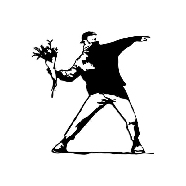 Dekorativt metalvægtilbehør Banksy Metal 01