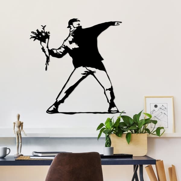 Dekorativt metalvægtilbehør Banksy Metal 01