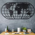 Pikkukuva 1 / 4: Koristeellinen metalliseinätarvike Maailmankartta Globe Led - musta