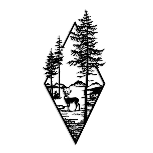 Koristeellinen metalliseinätarvike Deer - musta