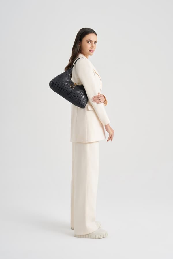 Axelväska 505 - Croco Black