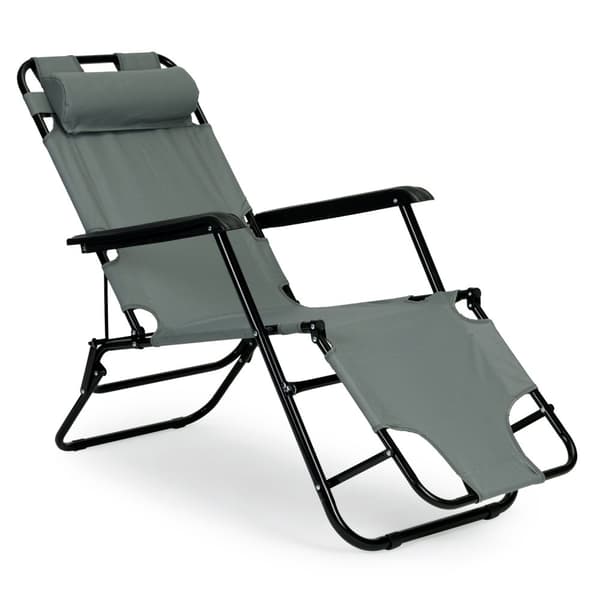 Haveseng med nakkestøtte, foldbar konstruktion, grå, MultiGarden