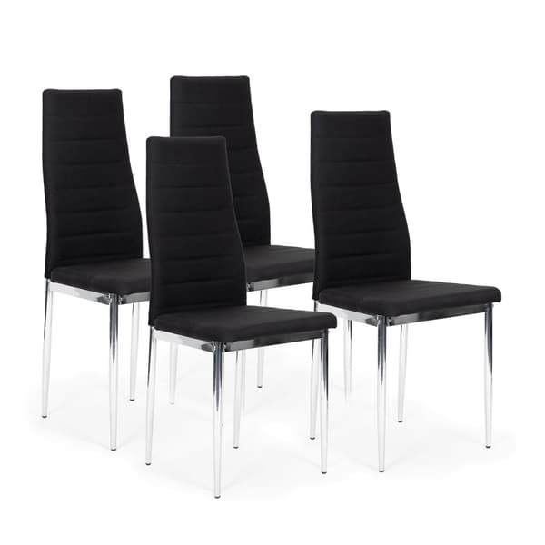 Tygstolar med ben för vardagsrum och matsal, set om 4, svart krom, ModernHome