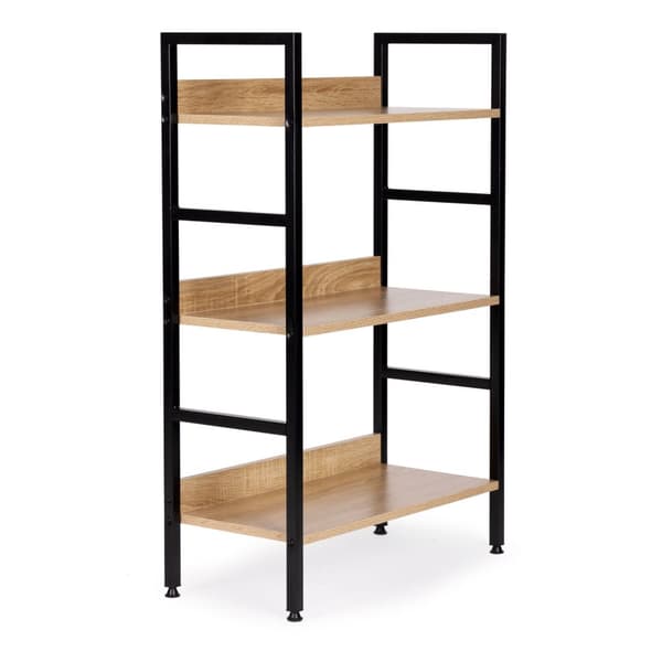 Moderne bokhylle i tre, metallramme LOFT, 3 hyller