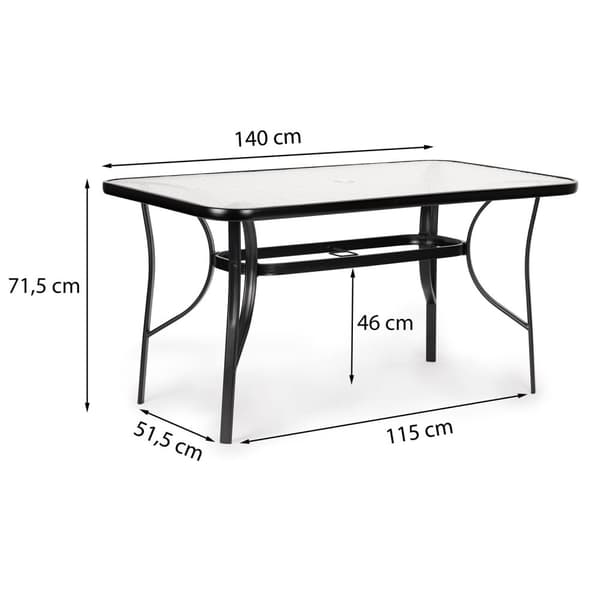 Glashavebord Wave 140x80cm terrasse altanbord MultiGarden