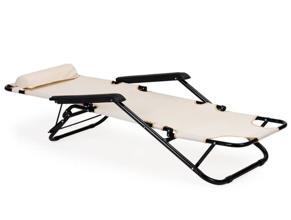 Hageseng med nakkestøtte, sammenleggbar konstruksjon, beige, MultiGarden