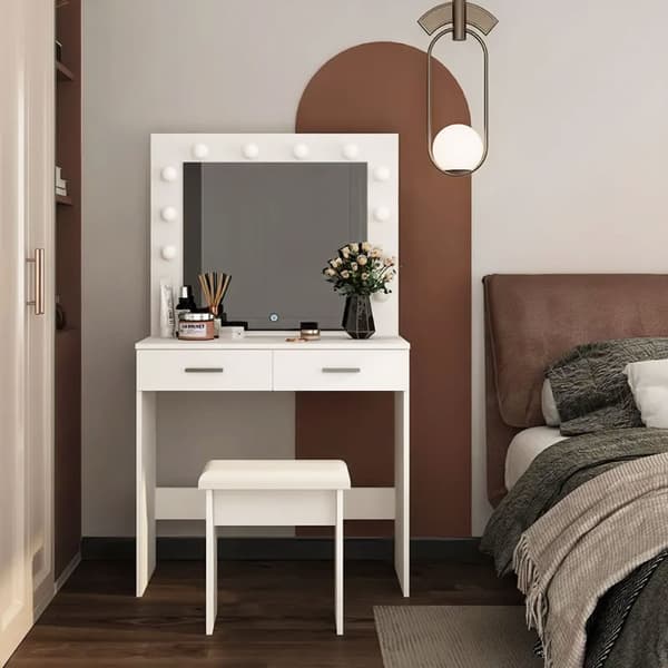 Stort moderne kosmetisk sminkebord, speilbelysning
