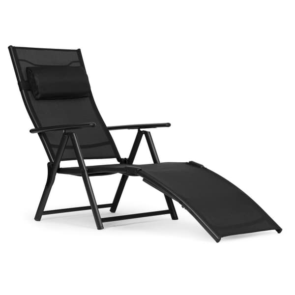 Sammenleggbar strandhageseng, justerbar rygg, stålramme, sort, MultiGarden