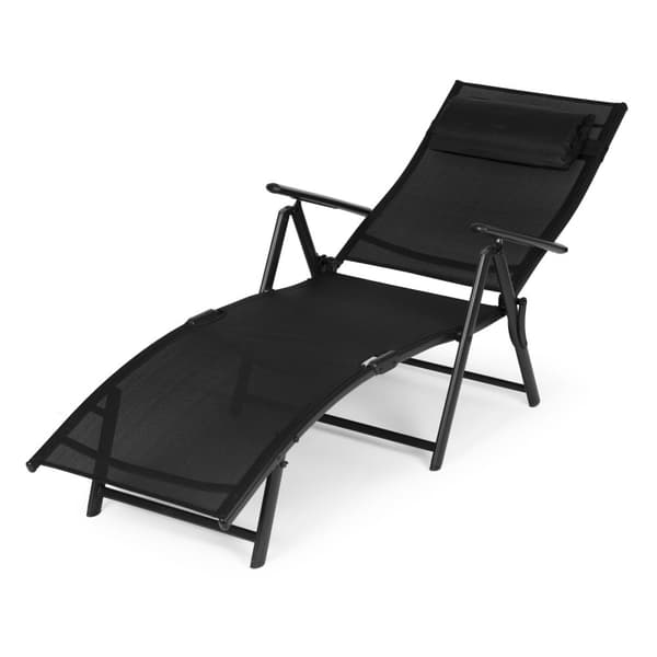 Sammenleggbar strandhageseng, justerbar rygg, stålramme, sort, MultiGarden