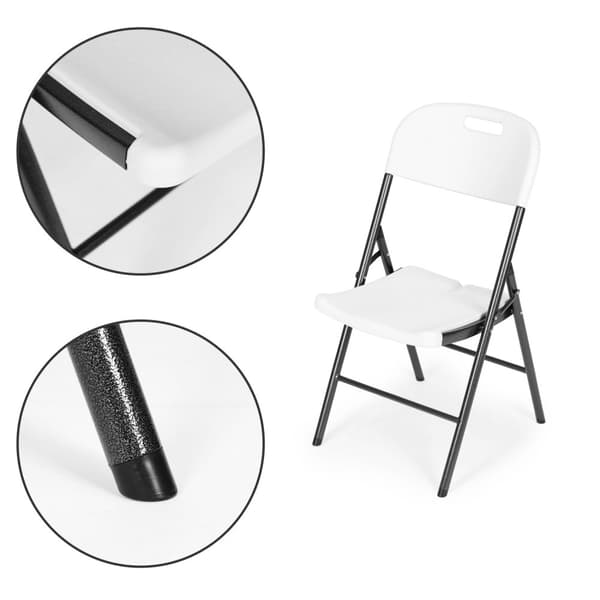 Sett med 2 sammenleggbare stoler, cateringsett, metall, HDPE, hvit, ModernHome