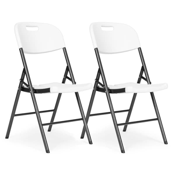 Sett med 2 sammenleggbare stoler, cateringsett, metall, HDPE, hvit, ModernHome