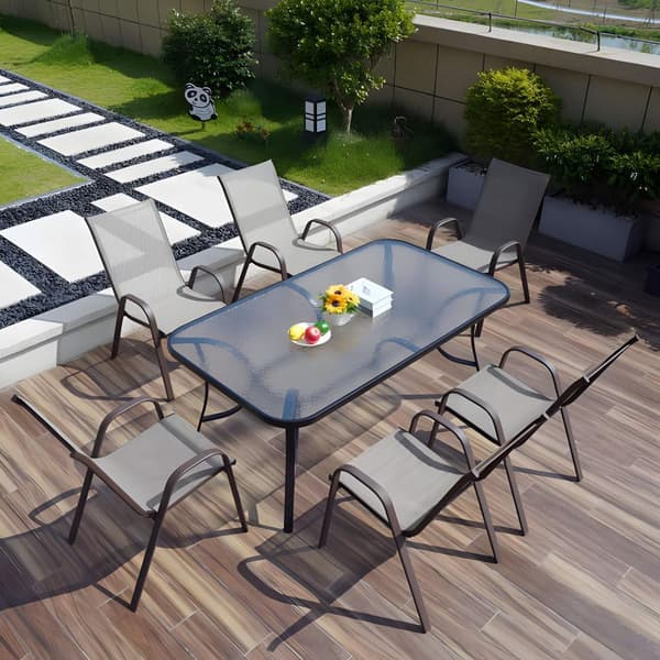 Haveglasbord 120x70 cm, til terrasse og have, hærdet glas, paraplyhul, MultiGarden