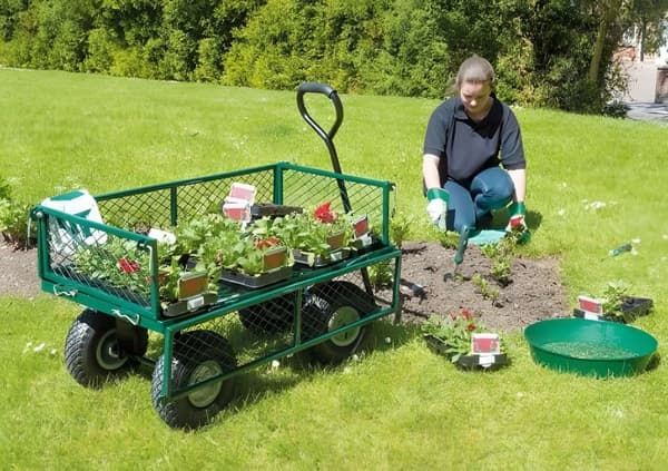 Puutarhakuljetuskärry, 200 kg, avattavat sivupaneelit, suuret puhallettavat pyörät, MultiGarden